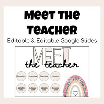 Preview of Rainbow/Boho Virtual Meet the Teacher (Editable)