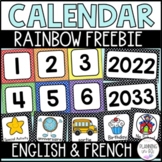 Rainbow Bold Calendar Numbers & Pieces FREE | English and French