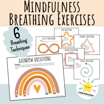 Preview of Rainbow Breathing Exercises | Mindfulness Breathing Cards (Boho Rainbow Decor)