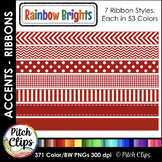 266 Digital Ribbons - Rainbow Clipart Stitched, Chevron, G