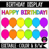 Rainbow Brights EDITABLE Birthday Display Classroom Decor