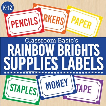 Preview of Rainbow Brights Printable Supplies Labels (Editable!) - 6 Colors!