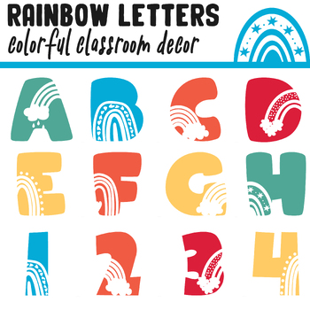 Preview of Rainbow Bulletin Board Letters | A - Z, Letters and Numbers,1 and 2 Per Page