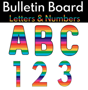 Preview of Rainbow Bulletin Board Letters And Numbers - Classroom Decor