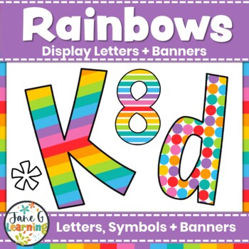 Preview of Rainbow Bulletin Board Letters & Editable Banners | Rainbow Theme Decor | Bright