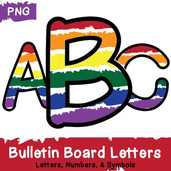 Preview of Rainbow Bulletin Board Letters, Numbers, & Symbols Paint Stripe Design Clipart