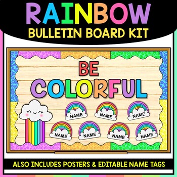 Printable Writing Process Bulletin Board Set, Rainbow Classroom Decor