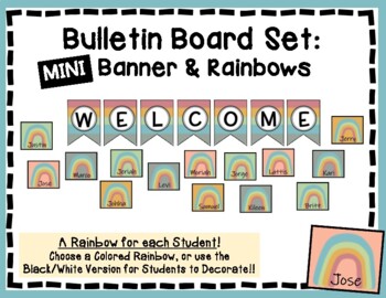 Rainbow Bulletin Board Set - Welcome Bulletin Board - Boho Hallway Display