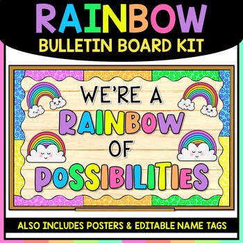 Rainbow Bulletin Board & Name Tags | Spring | Classroom Decor | TPT