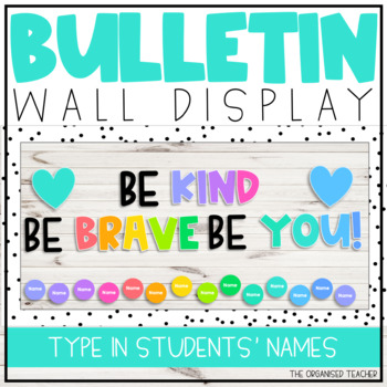Preview of Rainbow Bulletin Board Welcome Sign & Classroom Door Decor - Be Kind Brave You!