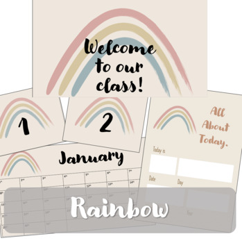 Preview of Rainbow Bundle (Welcome Poster, All About Today, Calendar & Numbers 0-100)
