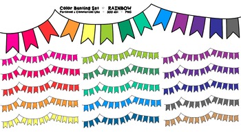 Preview of Rainbow Bunting Banner Clipart - 16 graphics - Commercial Use