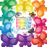 Rainbow Butterfly Clipart Watercolor - Spring Clipart