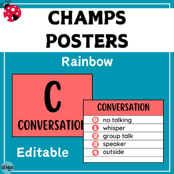 Preview of Rainbow CHAMPS Posters- Editable Google Slides