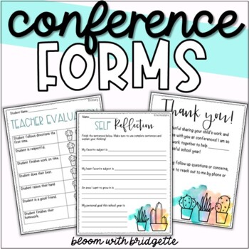 Preview of Rainbow Cactus Parent Teacher Conference Forms