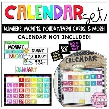 Rainbow Calendar Number Set by Sweet and Petite Teacher | TPT