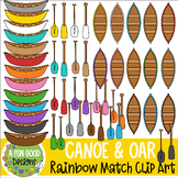 Rainbow Canoe and Oar Clip Art