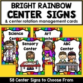 Rainbow Center Signs and Center Rotation Cards for PreK and K