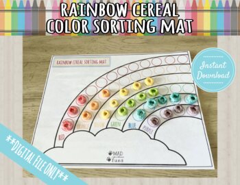 Preview of Rainbow Cereal Color Sorting Activity Mat Printable | DIGITAL DOWNLOAD| St Patri