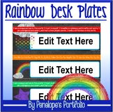 Desk Plates / Name Plates - Rainbow Chalkboard Theme