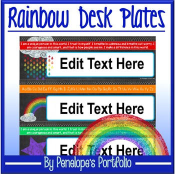 Desk Plates Name Plates Rainbow Chalkboard By Penelope S