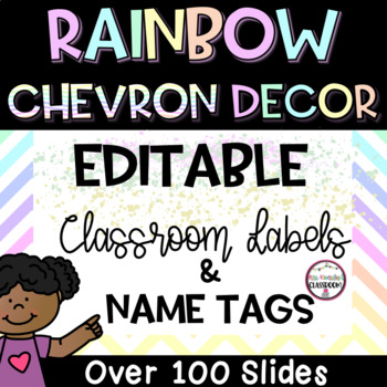 Preview of Rainbow Chevron Editable Labels