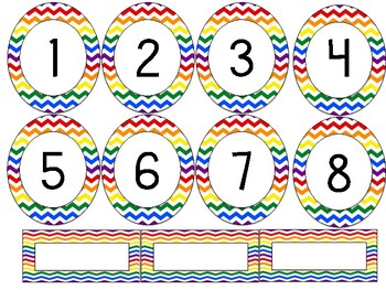 Primary Colors Rainbow Chevron Labels (Book Bins & Numbers) | TPT