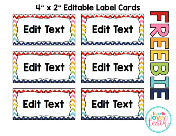 Preview of Rainbow Chevron Rectangle Labels EDITABLE