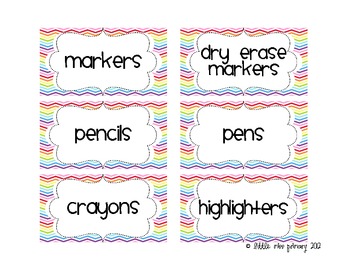 Rainbow Chevron Supply Labels by Little Miss Primary | TpT