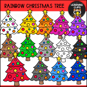 Preview of Rainbow Christmas Tree Clipart {Learning Clips Clipart}