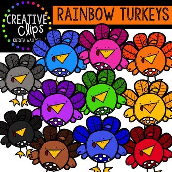 Preview of Rainbow Chunky Turkeys {Creative Clips Digital Clipart}