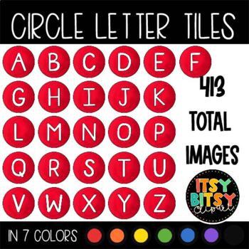 Preview of Rainbow Circle Letter Tile Moveable Clipart in Seven Rainbow Colors