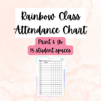 Preview of Rainbow Class Attendance Chart