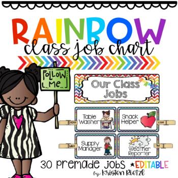 Preview of Rainbow Class Job Chart *Editable