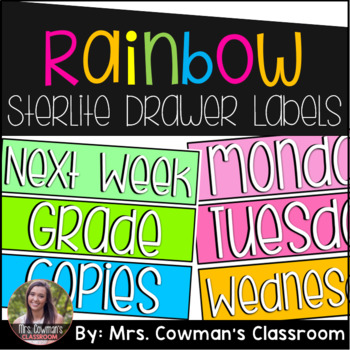 Preview of Rainbow Classroom- 3 Drawer Sterilite Labels for Classroom Decor