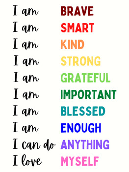 Preview of Rainbow Classroom Affirmations Poster