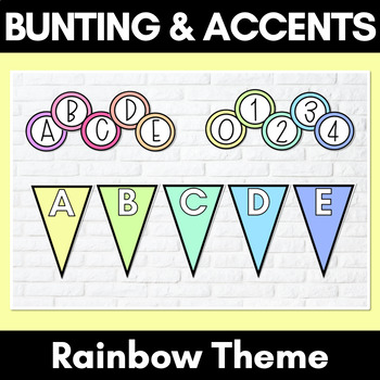Preview of Rainbow Classroom Decor - Alphabet & Number Accents + Tags