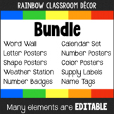 Rainbow Classroom Decor BUNDLE - with Editable elements!