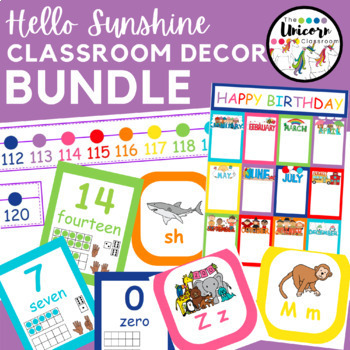 Preview of Rainbow Classroom Decor BUNDLE Numbers, Alphabet, Word Wall, and More