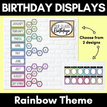 Preview of Rainbow Classroom Decor - Birthday Displays