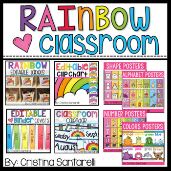 Rainbow Classroom Decor Bundle by AisforAdventuresofHomeschool | TPT