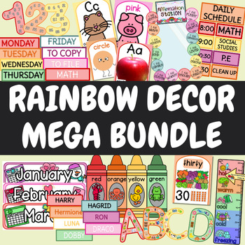 Preview of Rainbow Classroom Decor Bundle | Colorful Classroom Decor Bundle Back to School
