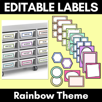 Preview of Rainbow Classroom Decor - Editable Labels & Tags