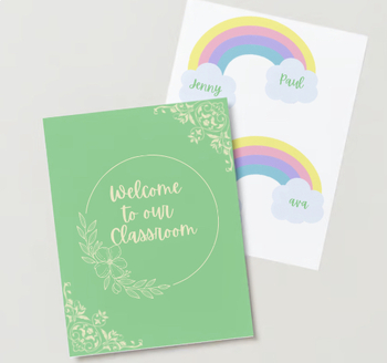 Preview of Rainbow Classroom Decor PDF| Rainbow Name Signs