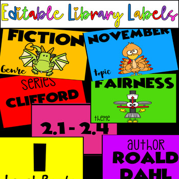 Preview of Editable Rainbow  Library Labels & Companion Book Challenge Rainbow Craft