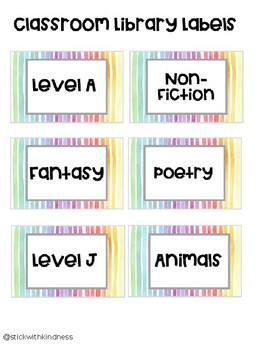 Preview of Rainbow Classroom Library Labels EDITABLE