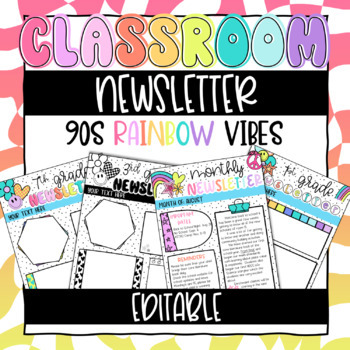 Preview of Rainbow Classroom Newsletter Templates | Editable |