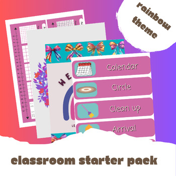 Preview of Rainbow Classroom Pack: Schedule Cards, Labels, Alphabet Posters