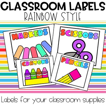 Preview of Rainbow Classroom Supply Labels