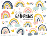 Rainbow Clip Art. Doodle Kids Boho Rainbows. Hand Drawn Ra